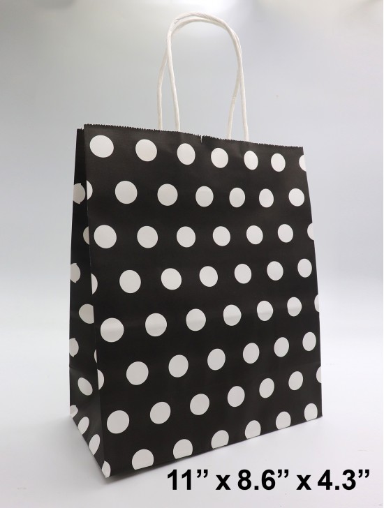 Polka Dot Design Kraft Paper Gift Bags(12Pcs) 11"X 8.6"X  4.3"